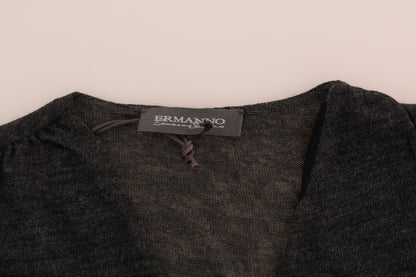 Camiseta de manga larga Ermanno Scervino de lana gris con encaje