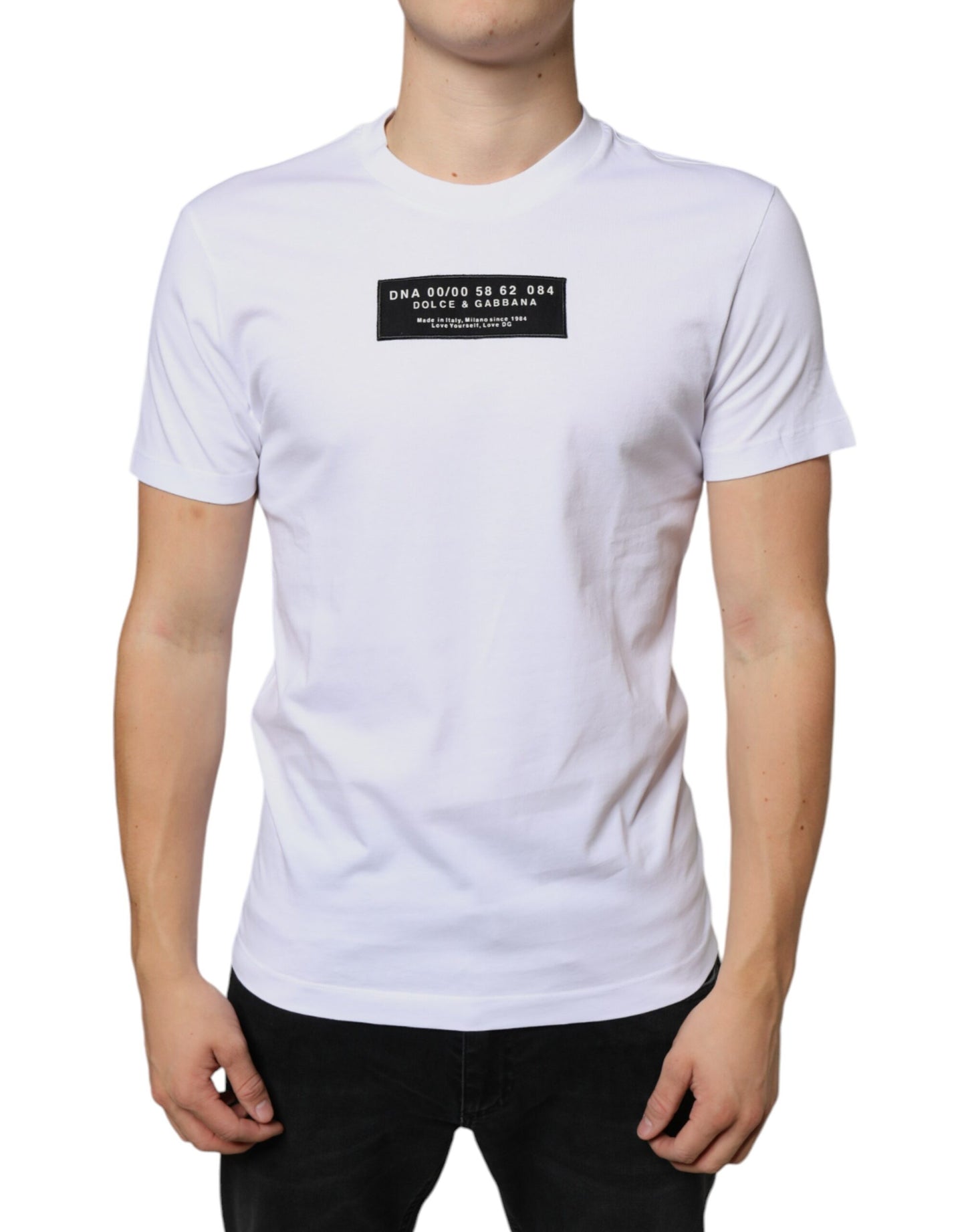 Camiseta casual de algodón blanco con aplique DG de Dolce & Gabbana