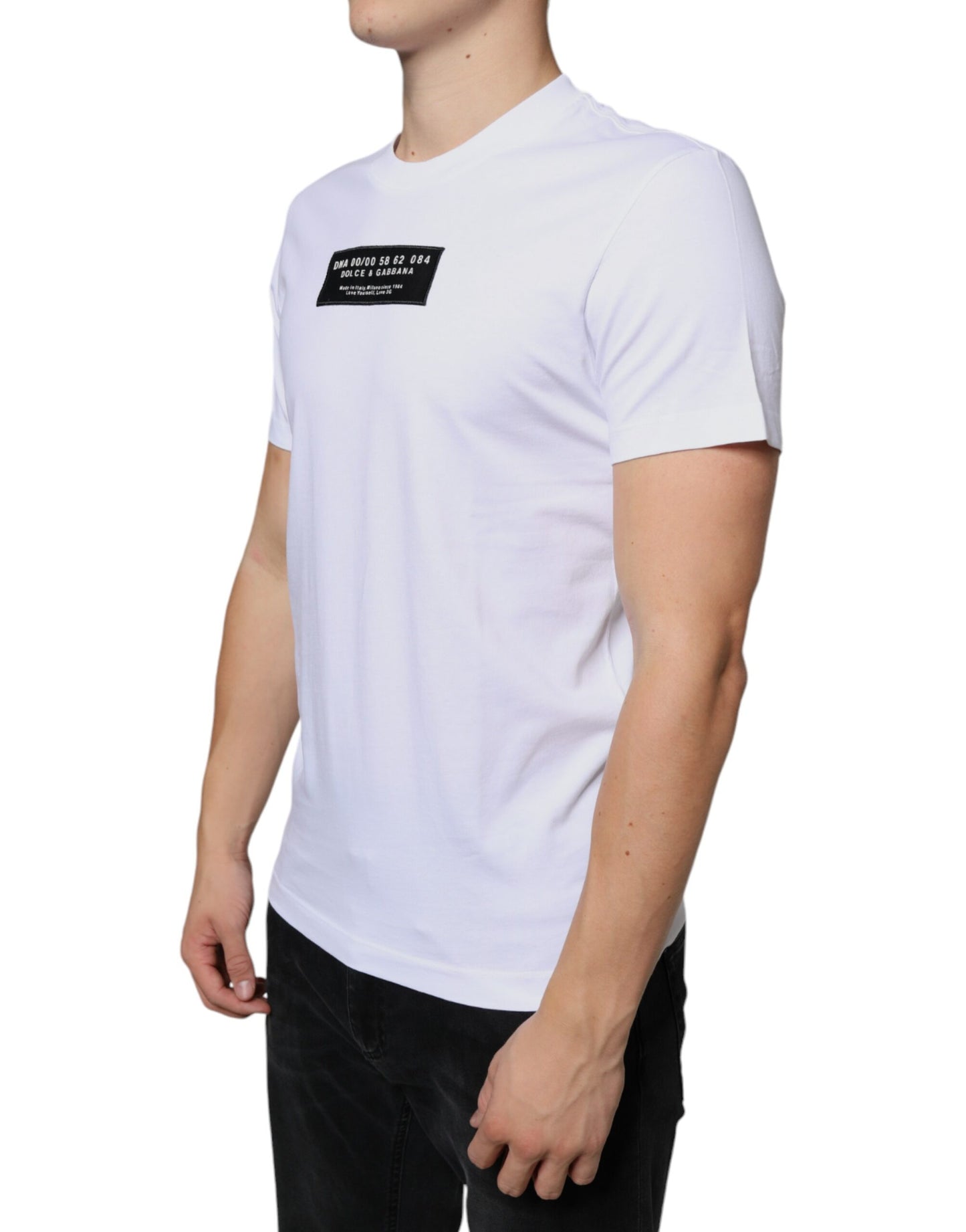 Camiseta casual de algodón blanco con aplique DG de Dolce & Gabbana