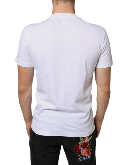 Camiseta casual de algodón blanco con aplique DG de Dolce & Gabbana