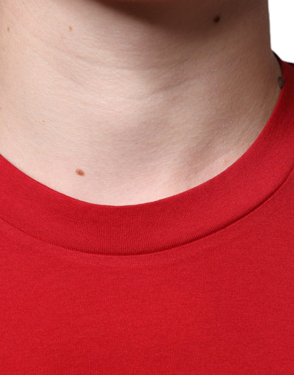 Camiseta de cuello redondo con estampado del logotipo DG de algodón rojo de Dolce & Gabbana