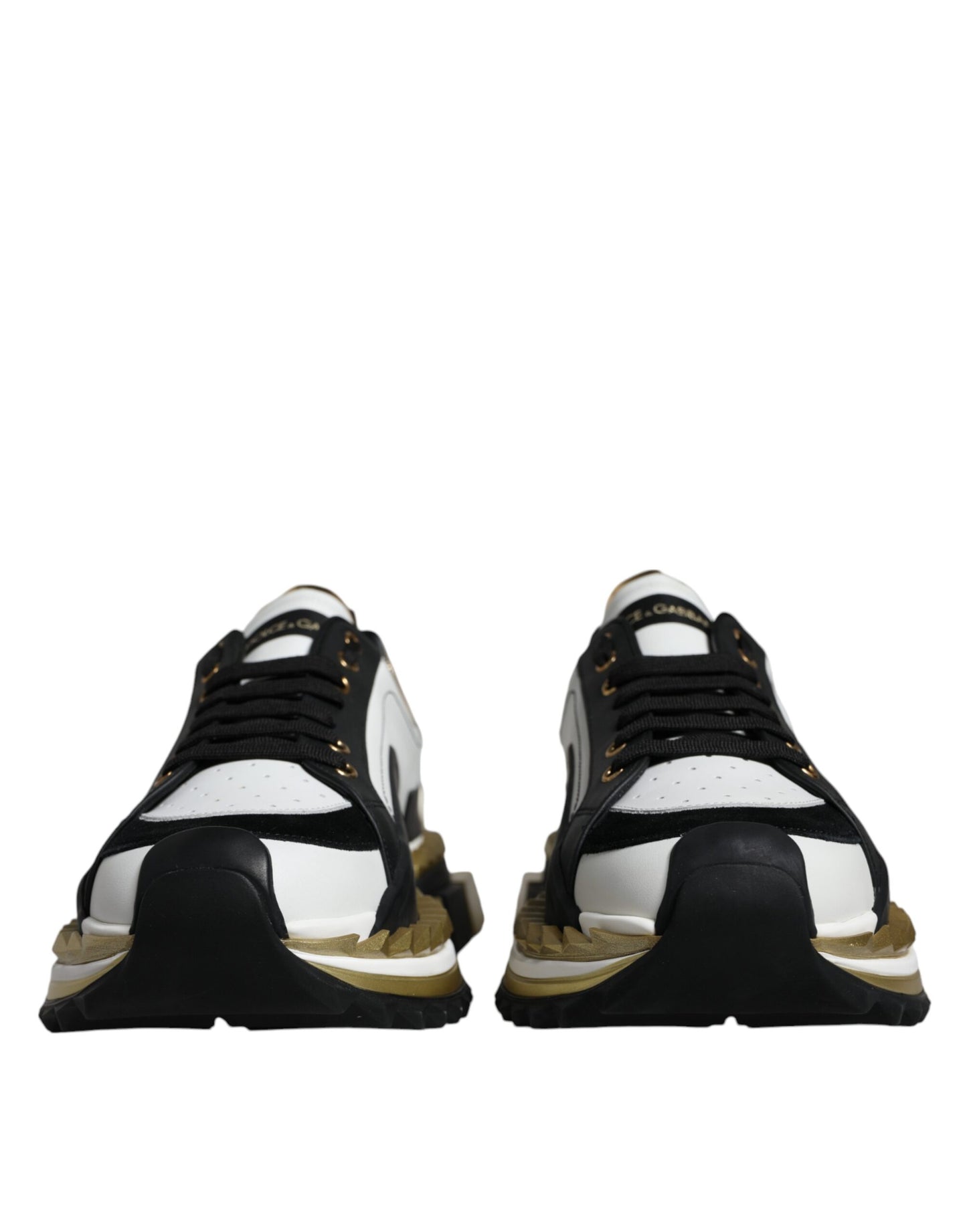 Zapatillas Dolce & Gabbana SUPER KING de oro blanco y piel negra