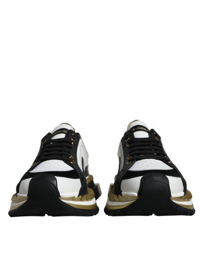 Zapatillas Dolce & Gabbana SUPER KING de oro blanco y piel negra
