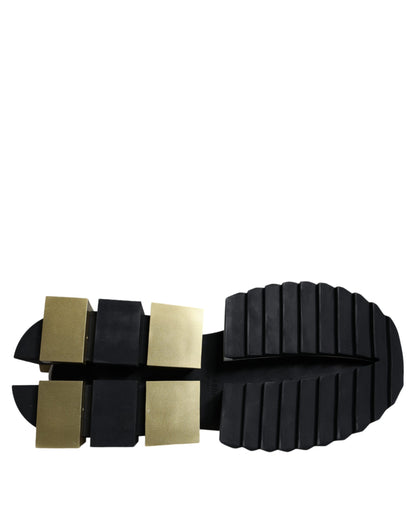 Zapatillas Dolce & Gabbana SUPER KING de oro blanco y piel negra