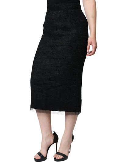 Falda lápiz midi de lana virgen negra de Dolce & Gabbana