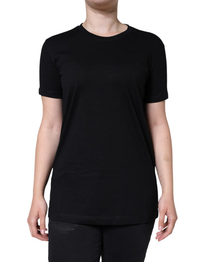 Camiseta de cuello redondo y manga corta de algodón negro Dolce & Gabbana
