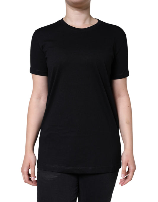 Camiseta de cuello redondo y manga corta de algodón negro Dolce & Gabbana