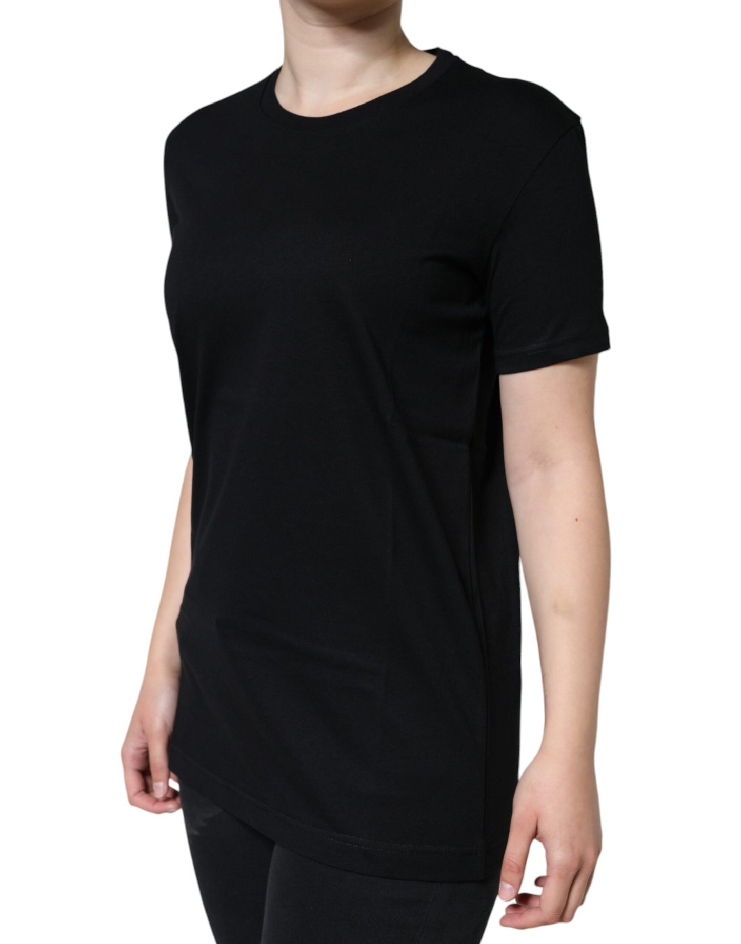 Camiseta de cuello redondo y manga corta de algodón negro Dolce & Gabbana