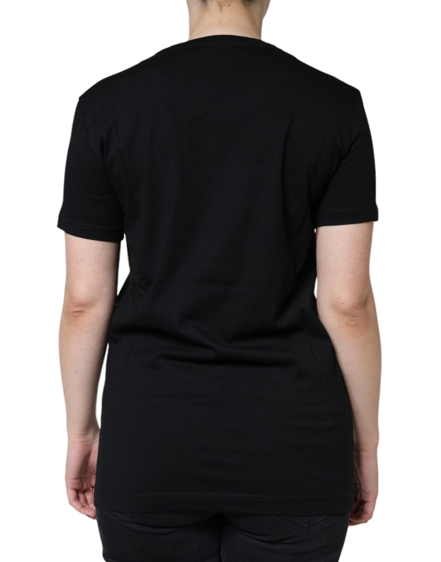Camiseta de cuello redondo y manga corta de algodón negro Dolce & Gabbana