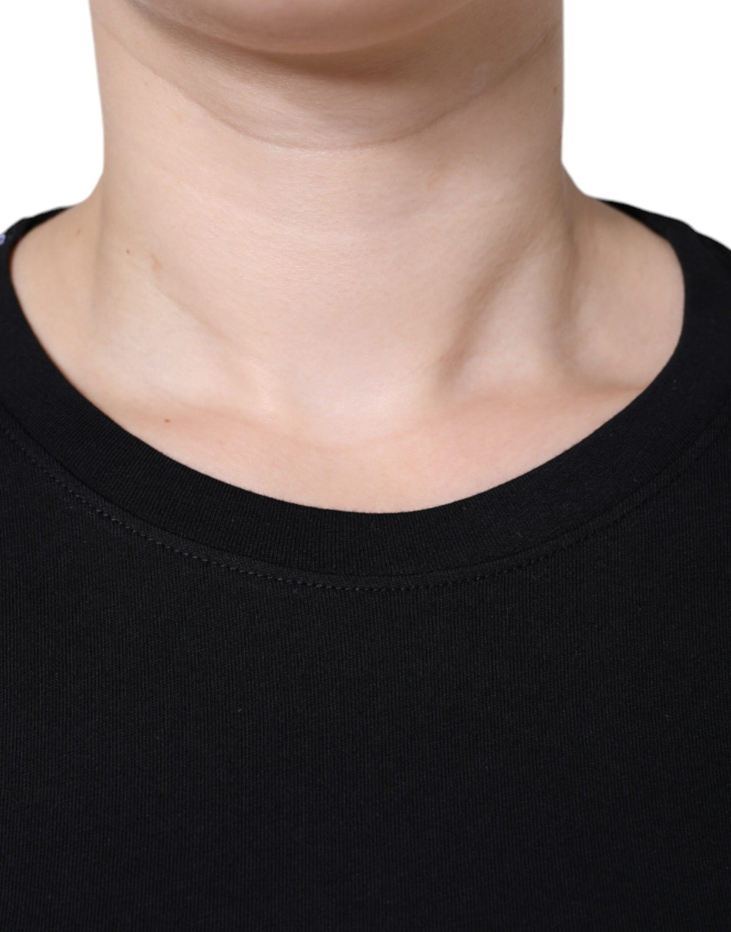 Camiseta de cuello redondo y manga corta de algodón negro Dolce & Gabbana
