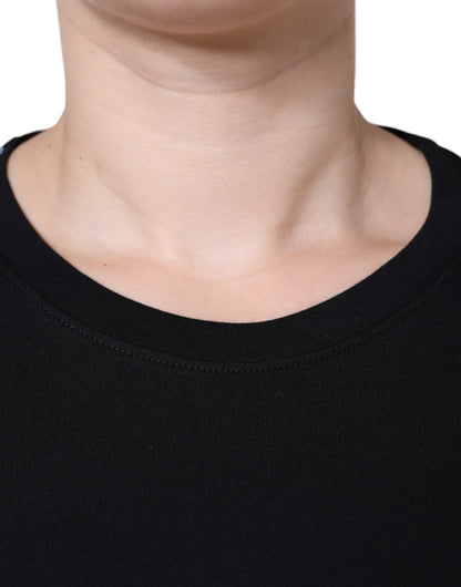 Camiseta de cuello redondo y manga corta de algodón negro Dolce & Gabbana