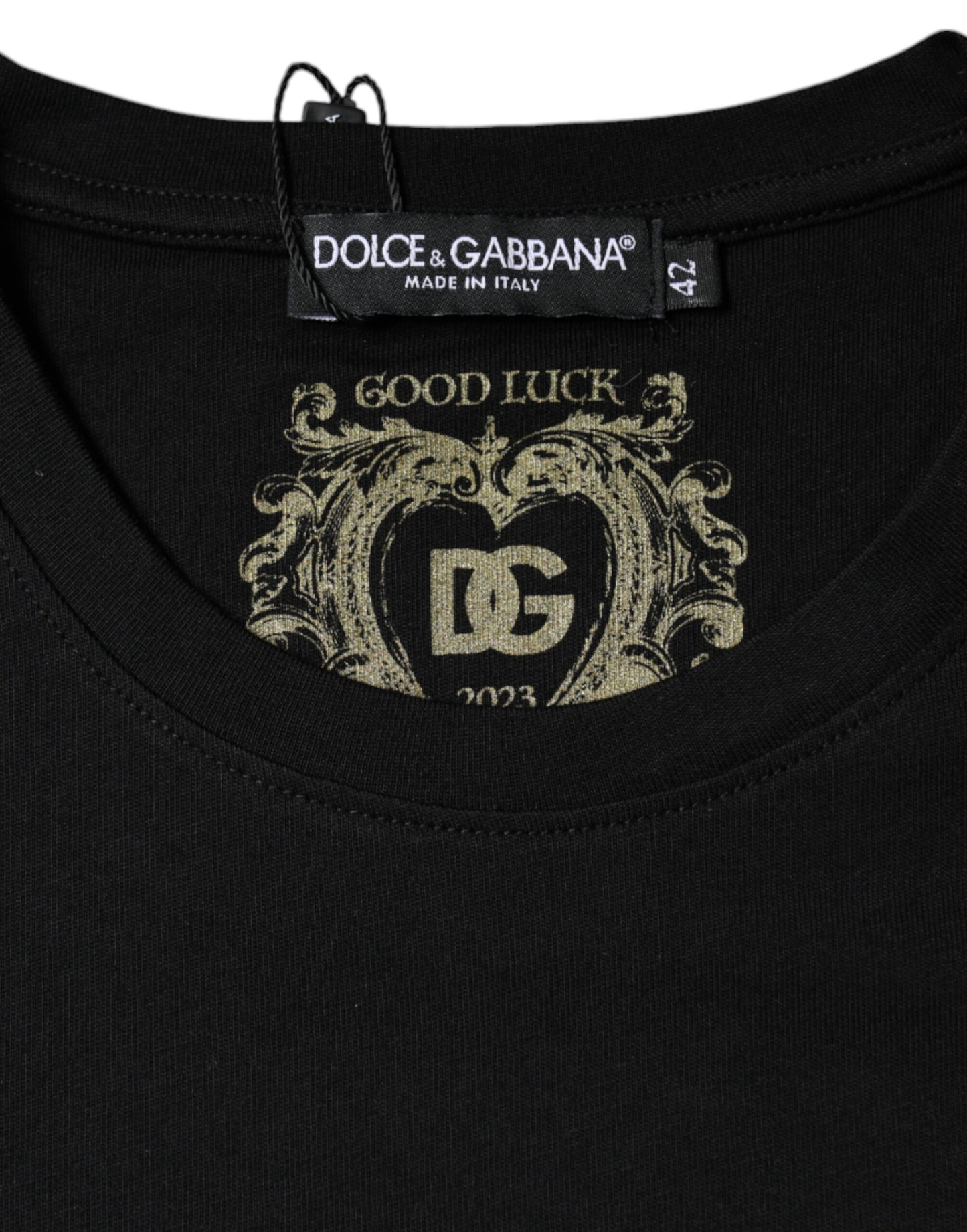 Camiseta de cuello redondo y manga corta de algodón negro Dolce & Gabbana