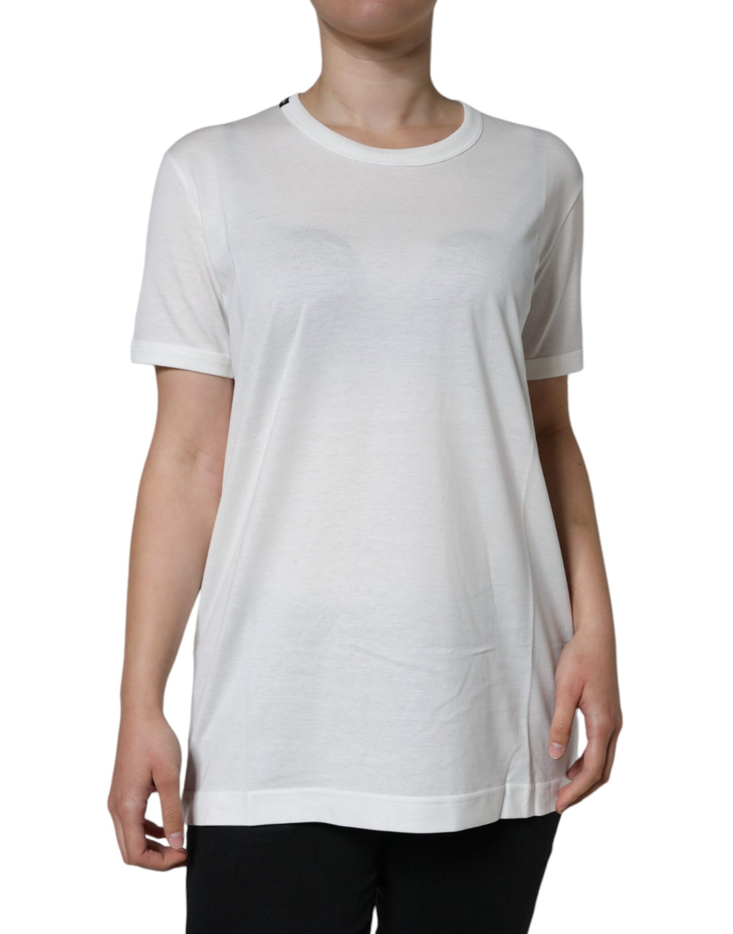 Camiseta de cuello redondo y manga corta de algodón blanco Dolce & Gabbana