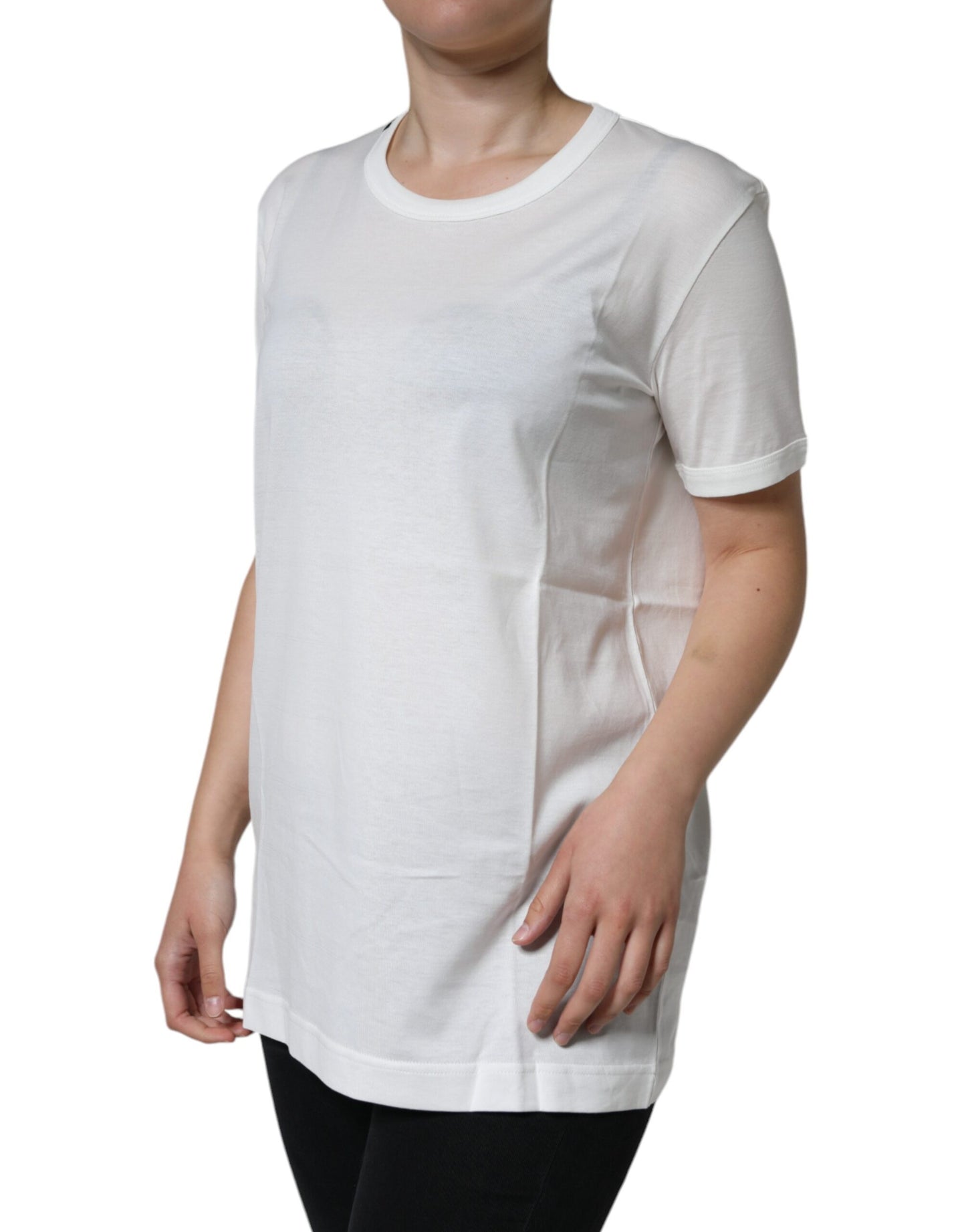 Camiseta de cuello redondo y manga corta de algodón blanco Dolce & Gabbana
