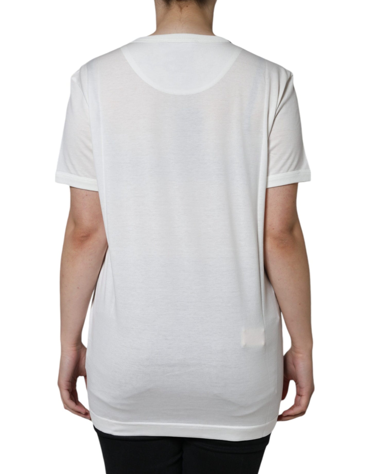 Camiseta de cuello redondo y manga corta de algodón blanco Dolce & Gabbana