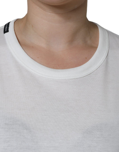 Camiseta de cuello redondo y manga corta de algodón blanco Dolce & Gabbana