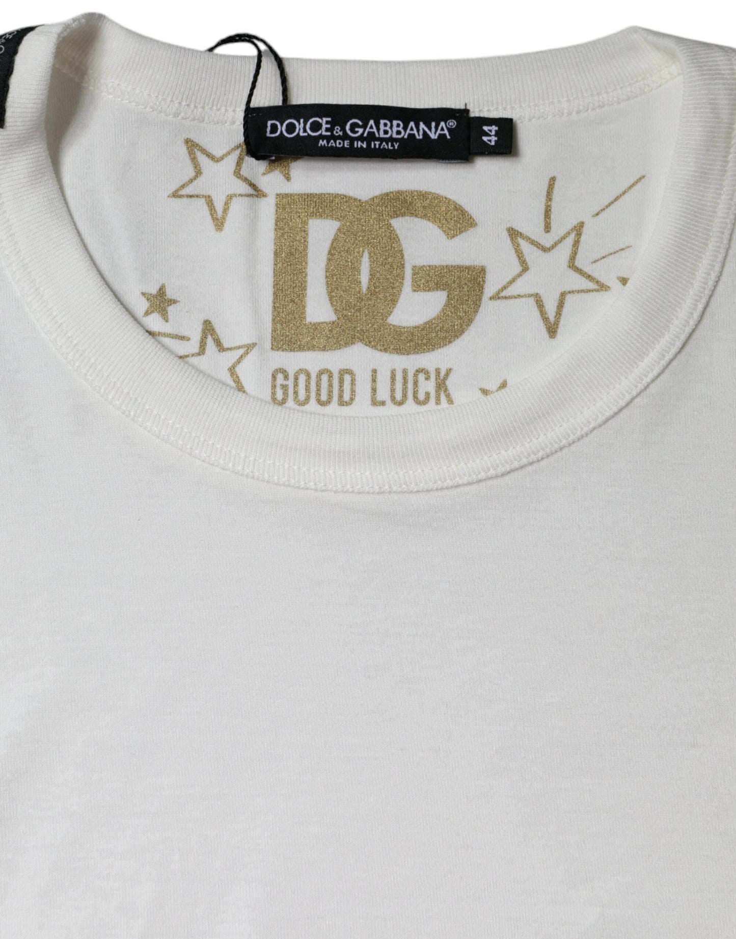 Camiseta de cuello redondo y manga corta de algodón blanco Dolce & Gabbana