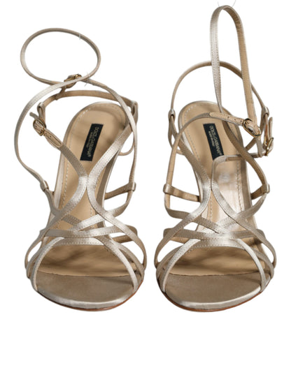 Sandalias de tacón de aguja de piel beige Dolce & Gabbana