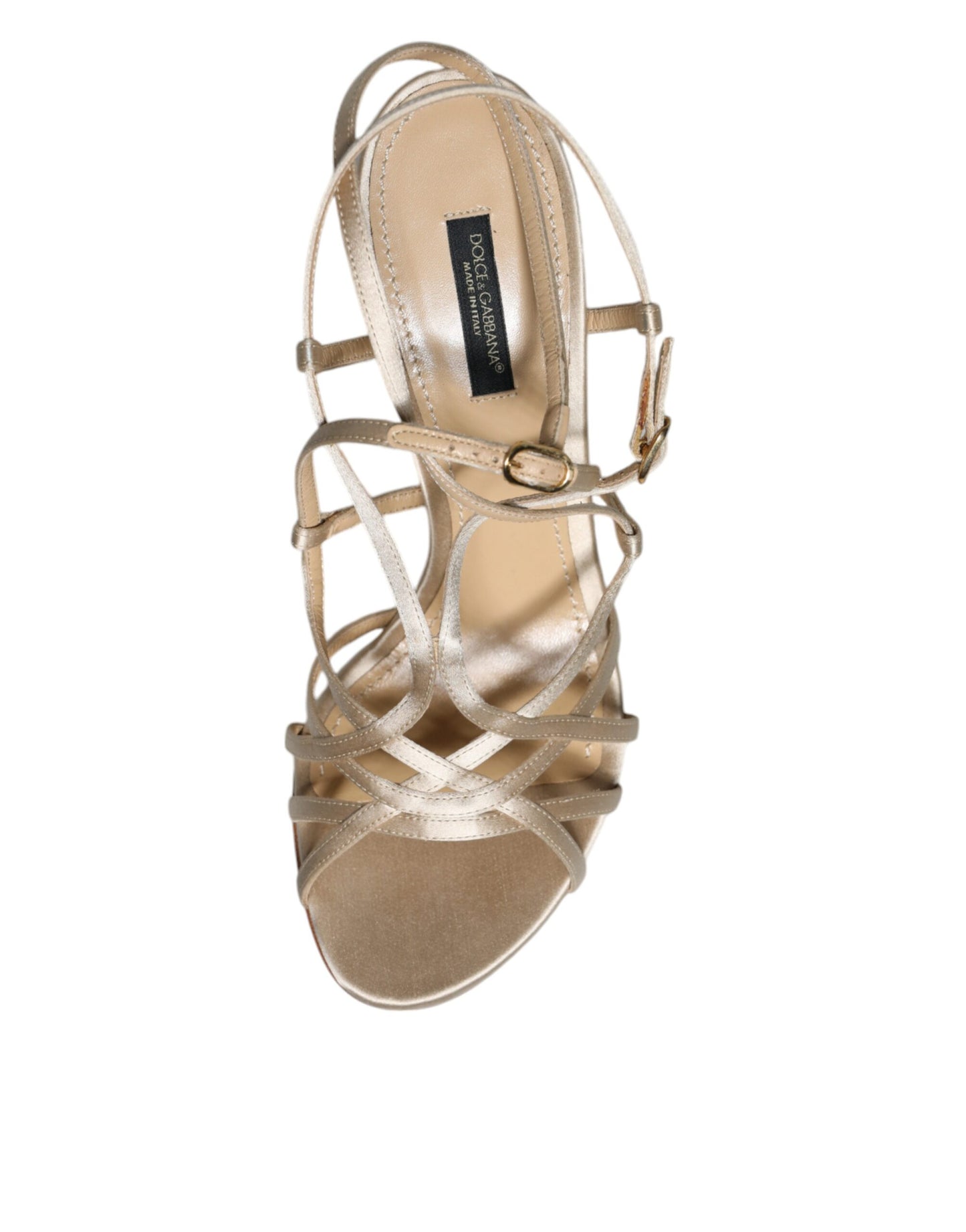 Sandalias de tacón de aguja de piel beige Dolce & Gabbana