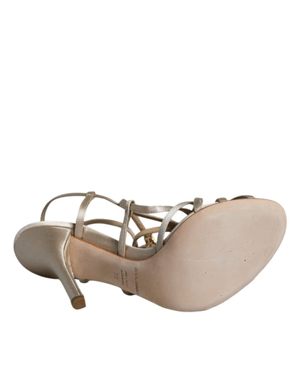 Sandalias de tacón de aguja de piel beige Dolce & Gabbana