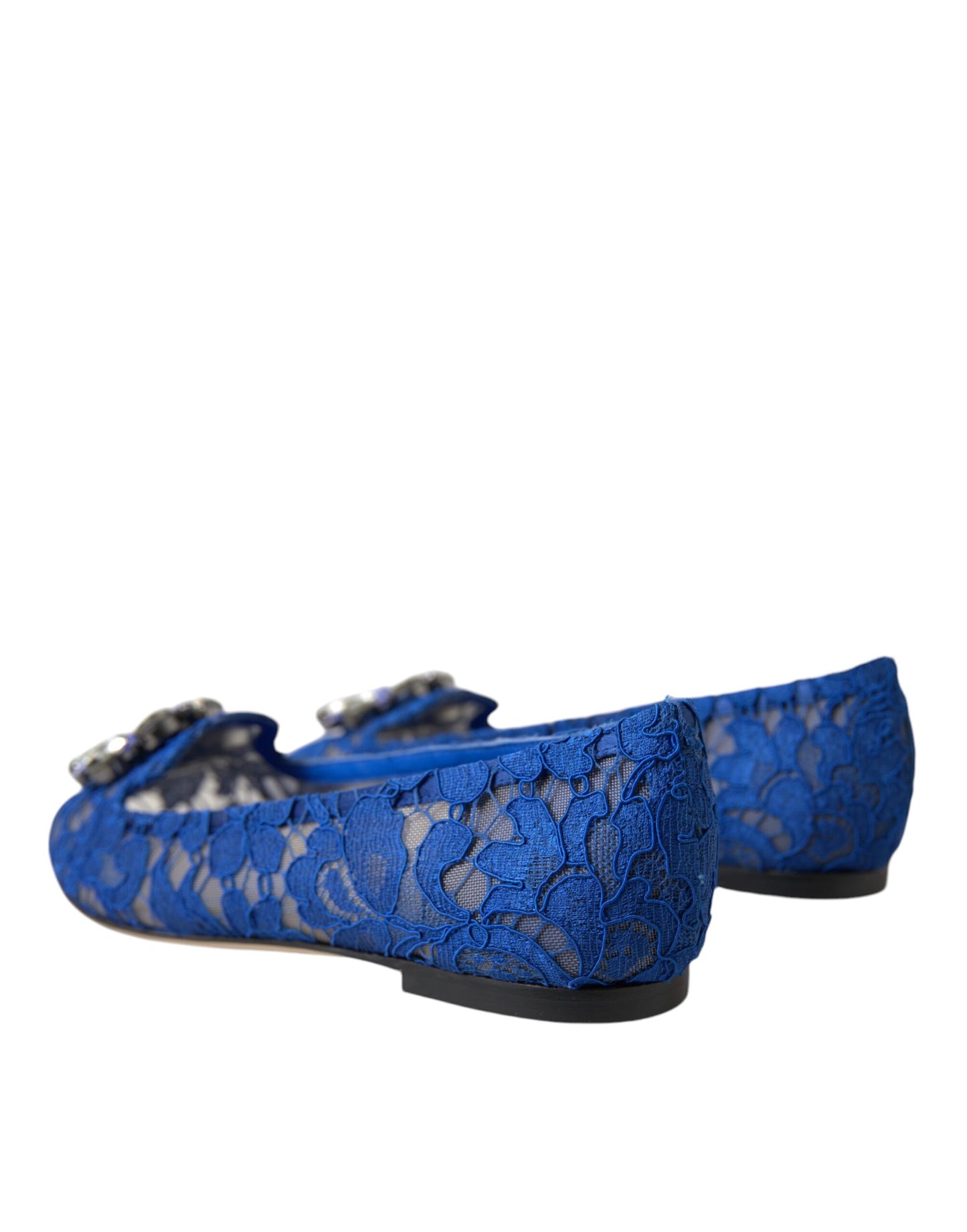 Zapatos tipo mocasín planos Dolce & Gabbana Blue Lace Crystal Ballet Flats