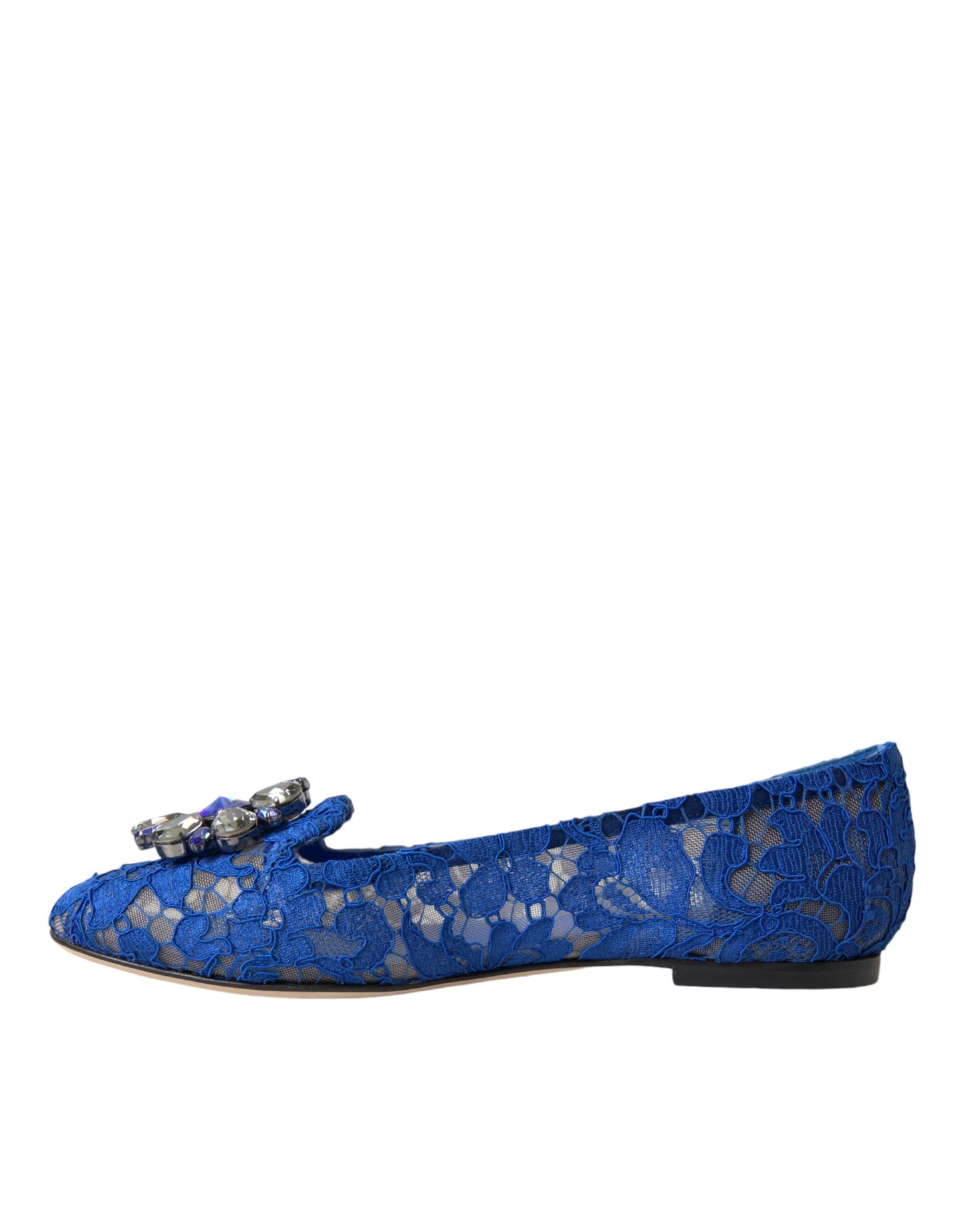 Zapatos tipo mocasín planos Dolce & Gabbana Blue Lace Crystal Ballet Flats