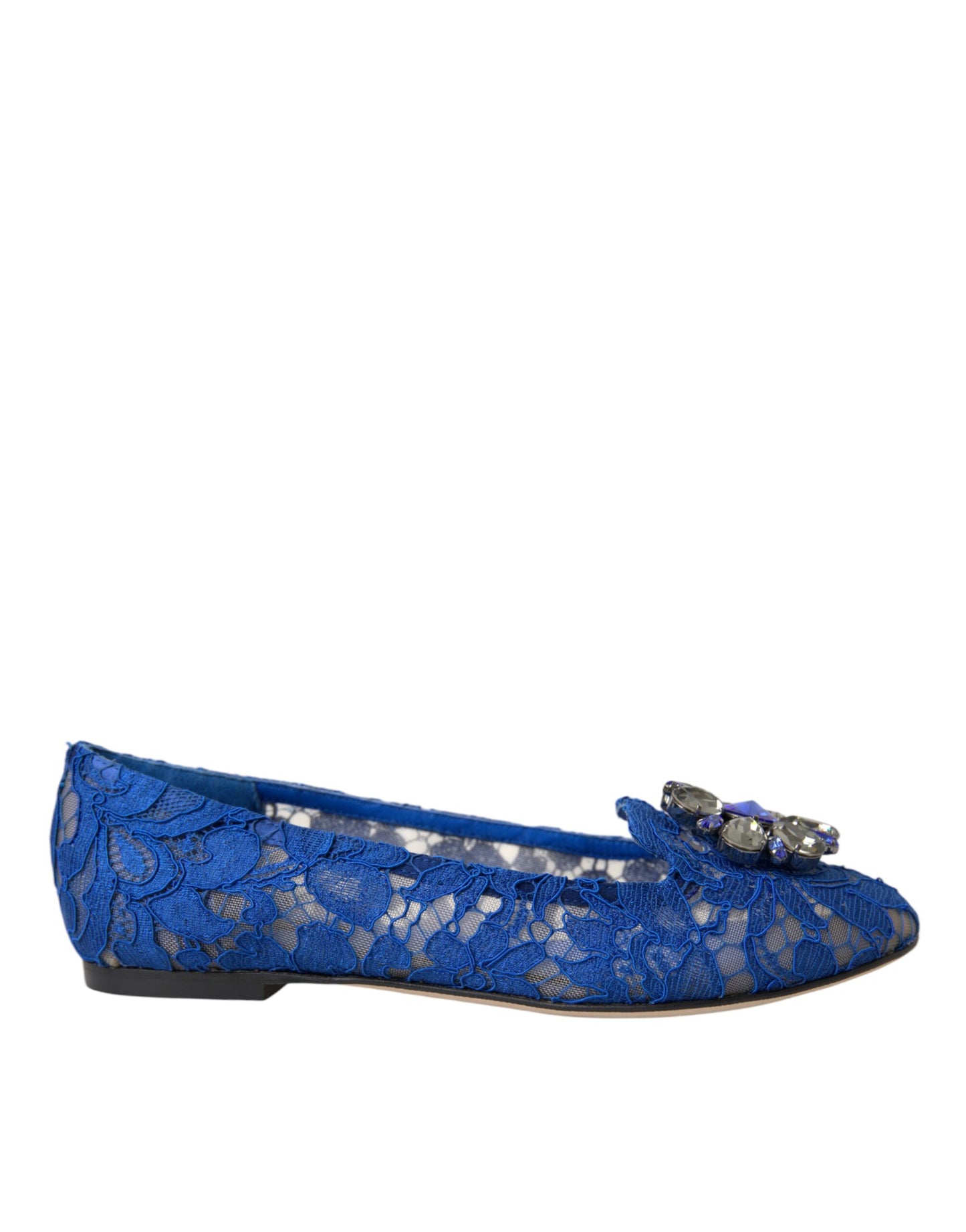 Zapatos tipo mocasín planos Dolce & Gabbana Blue Lace Crystal Ballet Flats
