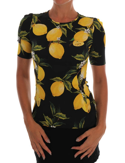 Camiseta elástica de seda con estampado de limones multicolor de Dolce & Gabbana