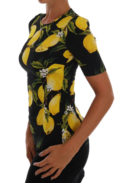 Camiseta elástica de seda con estampado de limones multicolor de Dolce & Gabbana