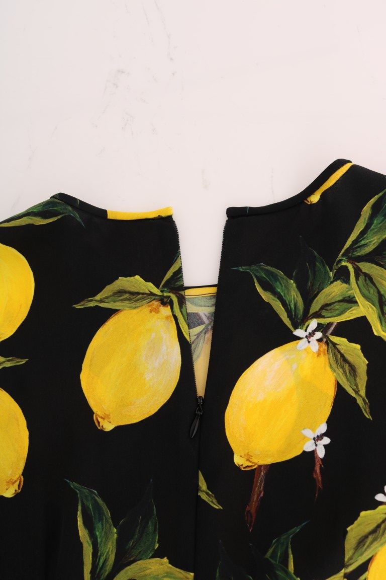 Camiseta elástica de seda con estampado de limones multicolor de Dolce & Gabbana