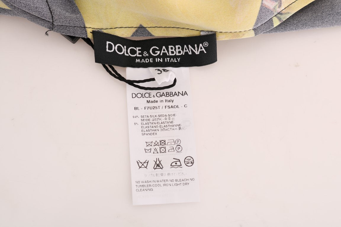 Camiseta elástica de seda con estampado de limones multicolor de Dolce & Gabbana