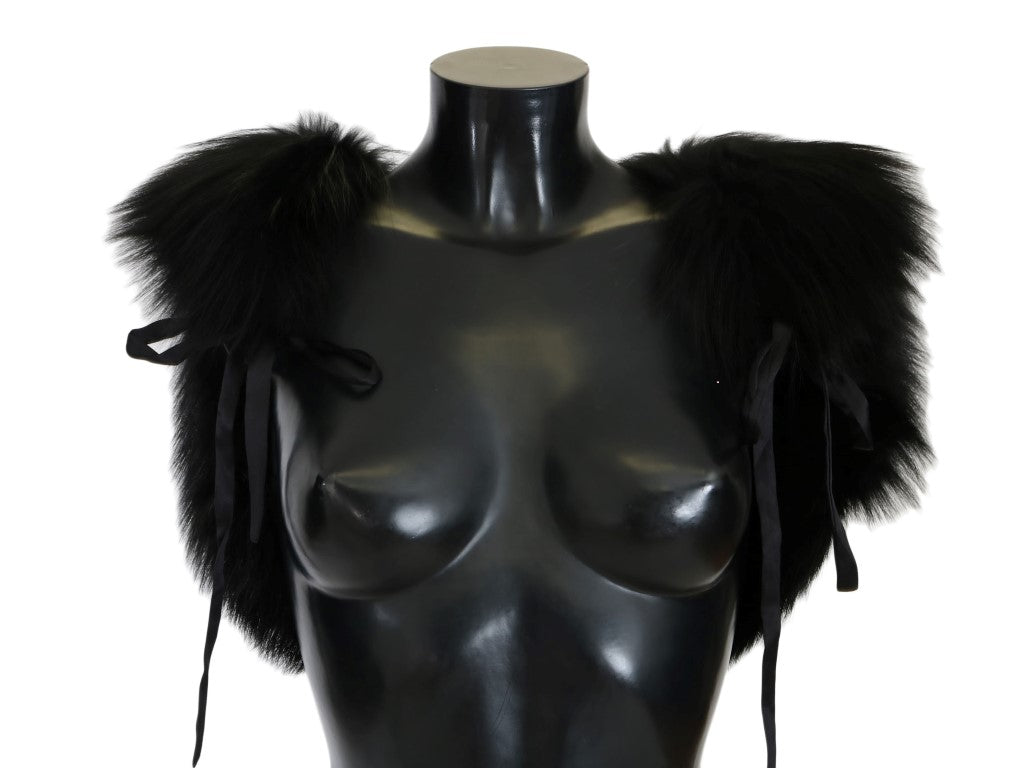 Bufanda de piel de zorro plateado negra Dolce & Gabbana