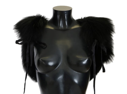 Bufanda de piel de zorro plateado negra Dolce & Gabbana