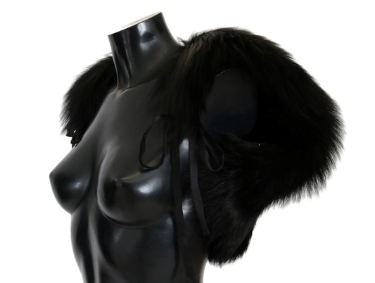 Bufanda de piel de zorro plateado negra Dolce & Gabbana