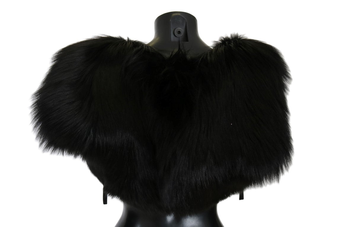 Bufanda de piel de zorro plateado negra Dolce & Gabbana