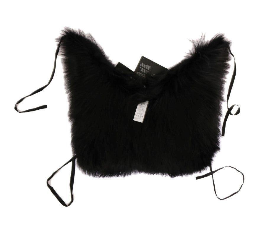Bufanda de piel de zorro plateado negra Dolce & Gabbana