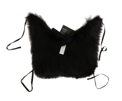 Bufanda de piel de zorro plateado negra Dolce & Gabbana
