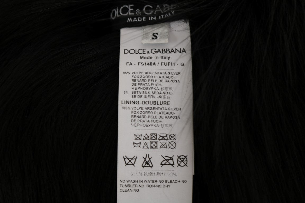 Bufanda de piel de zorro plateado negra Dolce & Gabbana