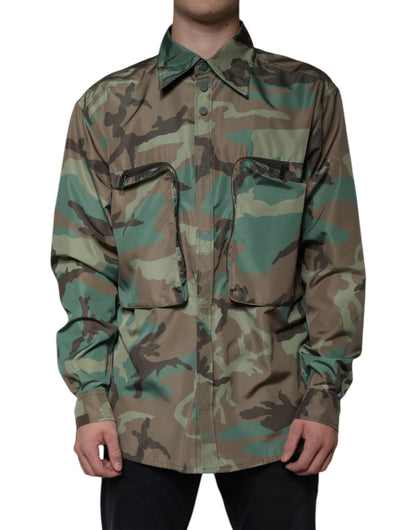 Camisa abotonada con estampado de camuflaje multicolor de Dolce & Gabbana