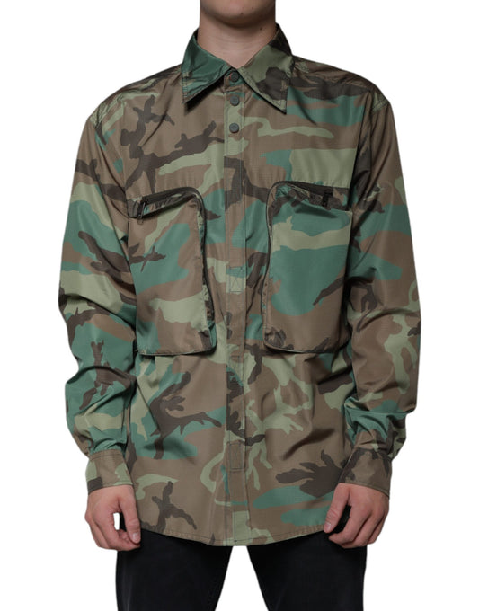 Camisa abotonada con estampado de camuflaje multicolor de Dolce & Gabbana