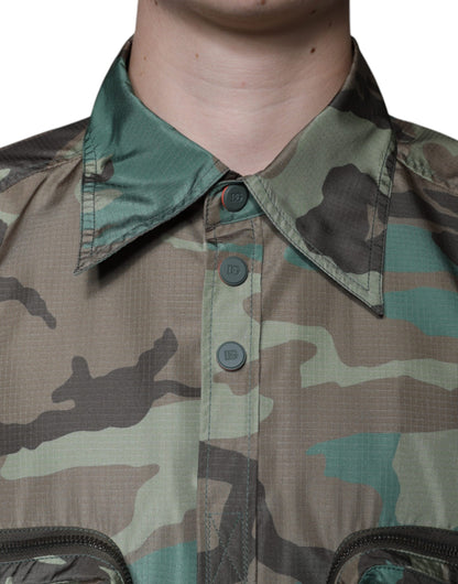 Camisa abotonada con estampado de camuflaje multicolor de Dolce & Gabbana