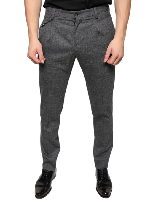 Pantalones pitillo a cuadros escoceses grises de lana de Dolce & Gabbana