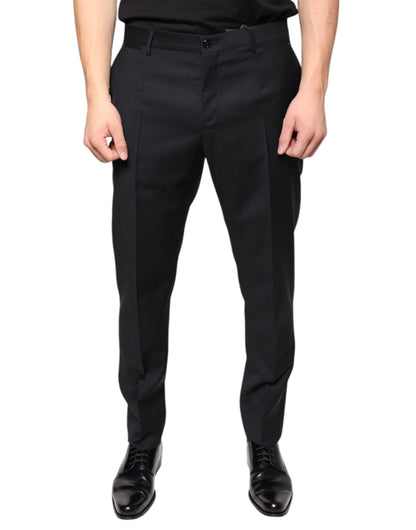Dolce & Gabbana Pantalones de Vestir Entallados de Lana Negra para Hombre