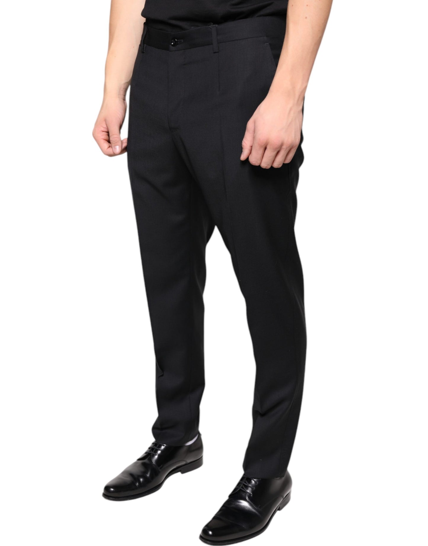 Dolce & Gabbana Pantalones de Vestir Entallados de Lana Negra para Hombre
