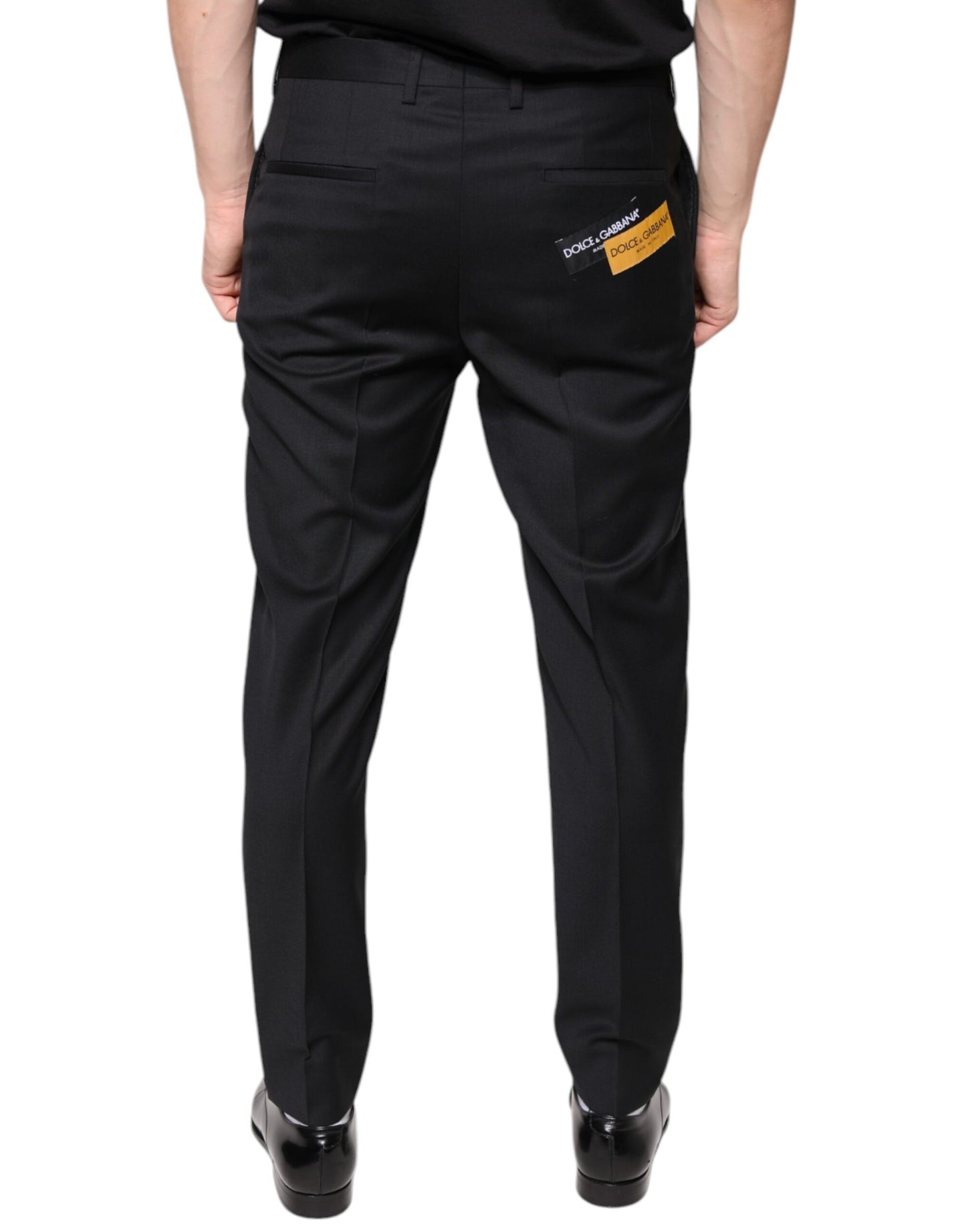 Dolce & Gabbana Pantalones de Vestir Entallados de Lana Negra para Hombre