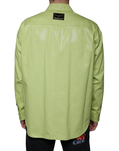 Camisa Dolce & Gabbana de hombre con cuello y botones, de algodón verde