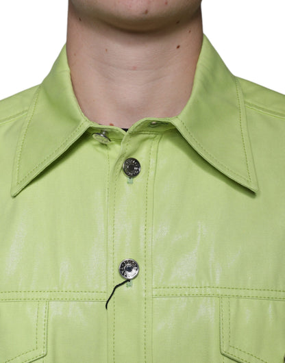 Camisa Dolce & Gabbana de hombre con cuello y botones, de algodón verde