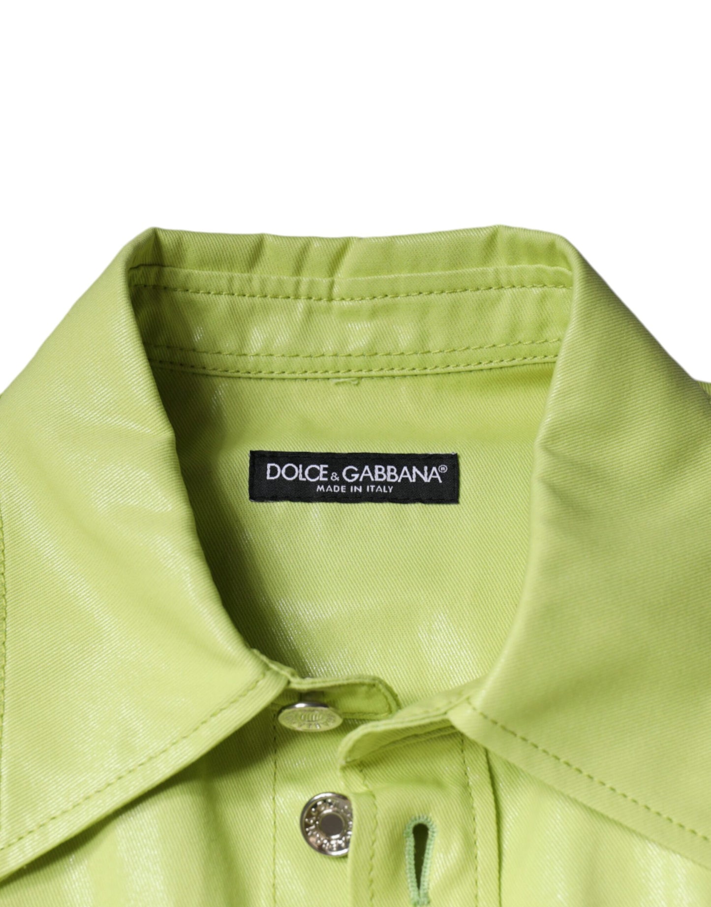 Camisa Dolce & Gabbana de hombre con cuello y botones, de algodón verde
