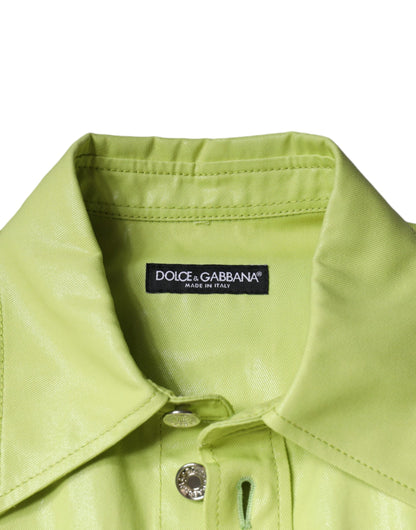 Camisa Dolce & Gabbana de hombre con cuello y botones, de algodón verde