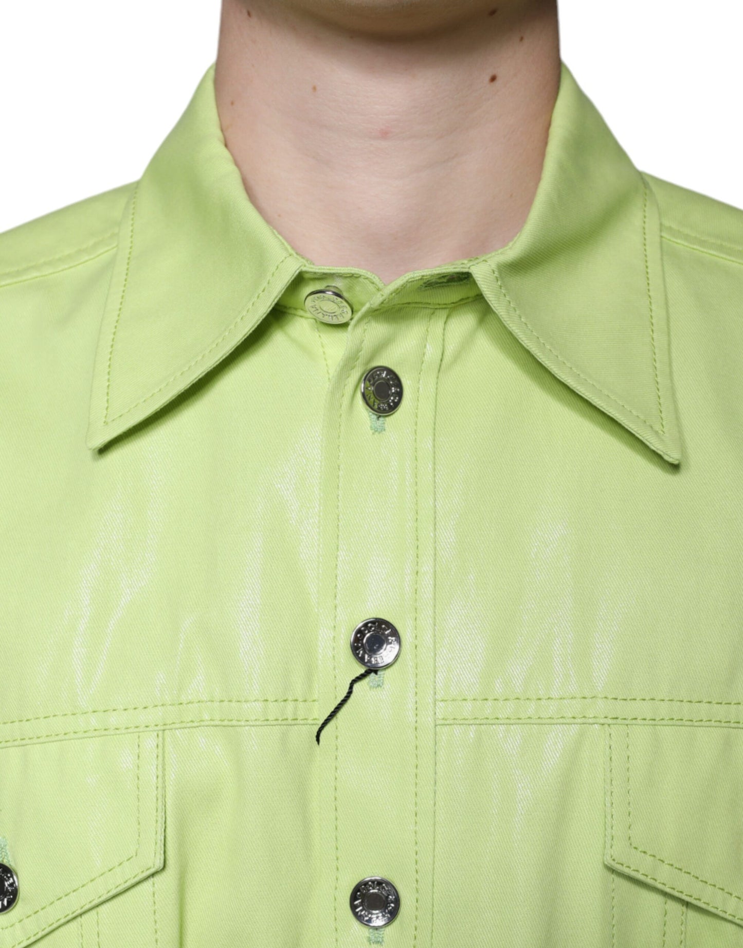 Camisa Dolce & Gabbana de hombre con cuello y botones, de algodón verde